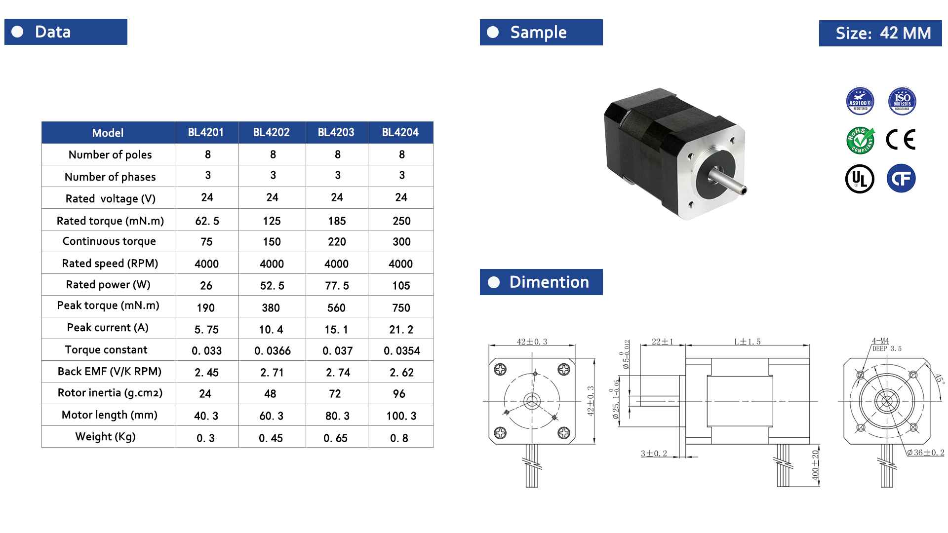 Brushless Motor 42 Series-Square-7-Rostoko