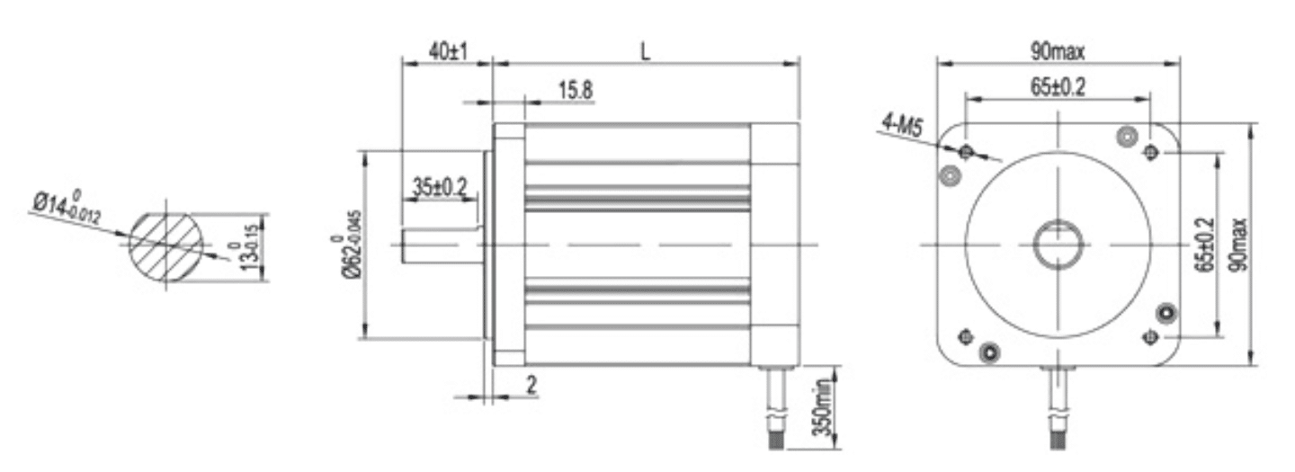 Drawings of Brushless Motor 90 Series-Rostoko