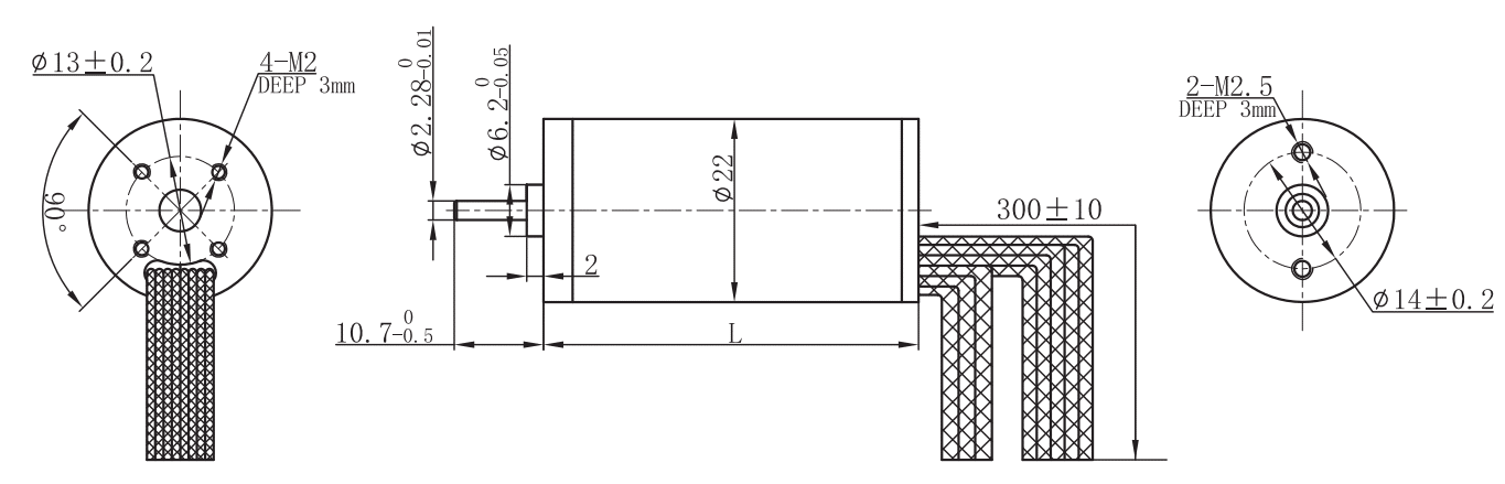 Drawings of Brushless Motor 22 Series-Rostoko