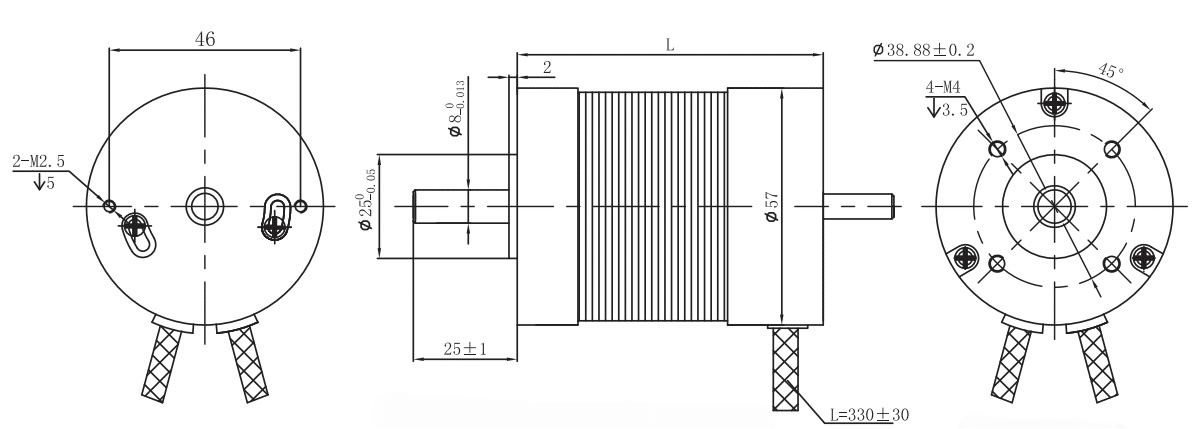 Drawings of Brushless Motor 57 Series-Round-Rostoko