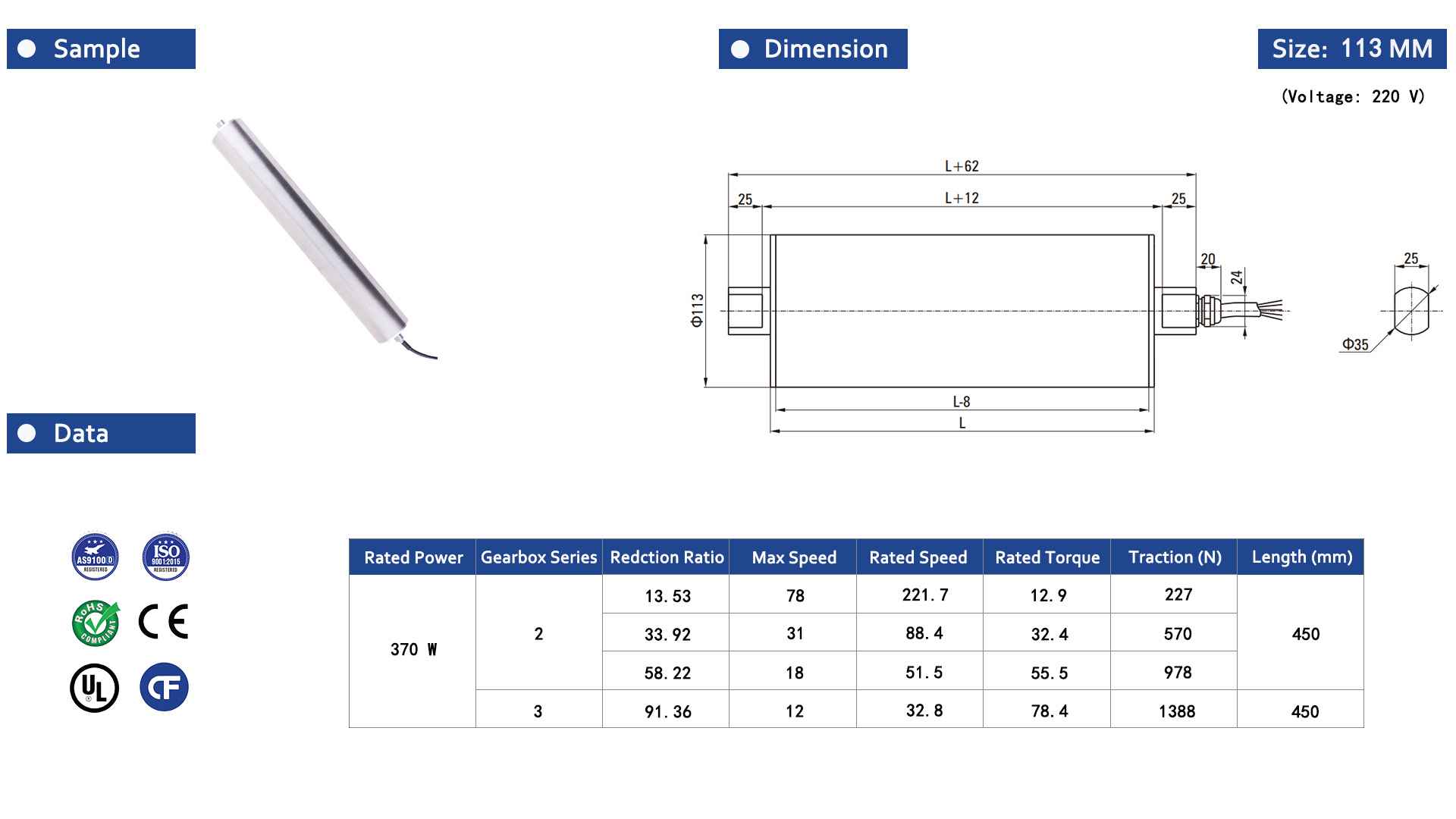 Brushless Electric Roller 113 Series-3-Rostoko