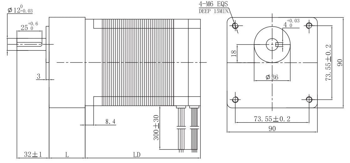 Drawings of BLDC Motor with Planetary Gearbox 86 Series-Rostoko