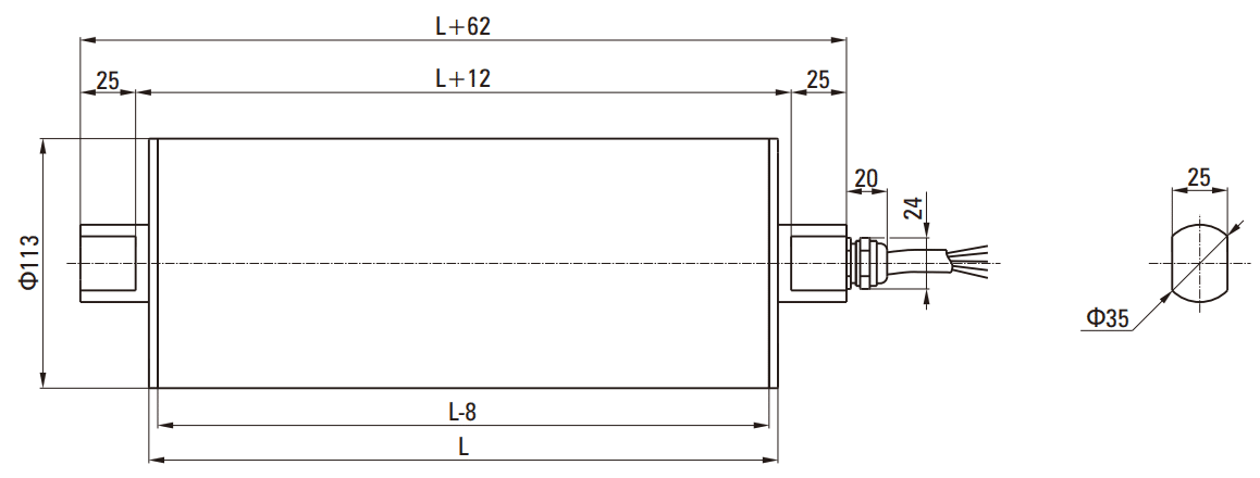 Drawings of Brushless Electric Roller 113 Series-Rostoko