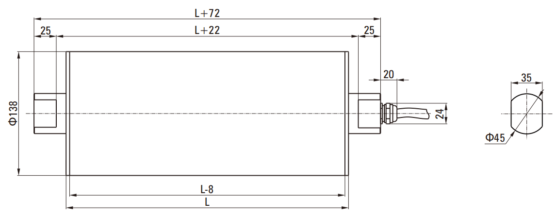 Drawings of Brushless Electric Roller 138 Series-Rostoko