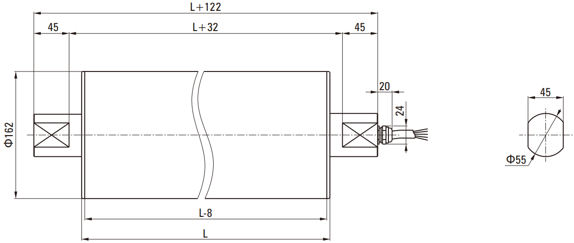 Drawings of Brushless Electric Roller 165 Series-Rostoko