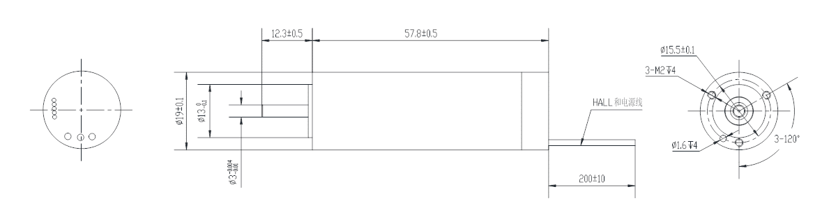 Drawings of Coreless BLDC Motor 19 Series-Rostoko