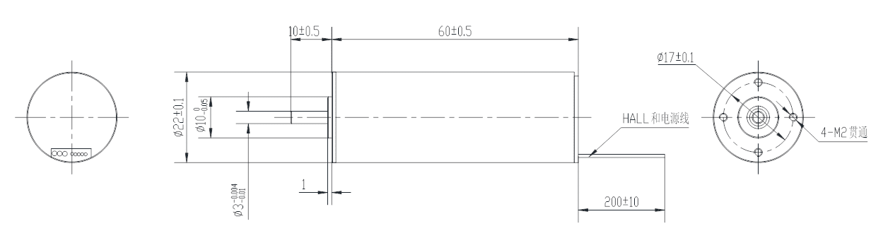 Drawings of Coreless BLDC Motor 22 Series-Rostoko