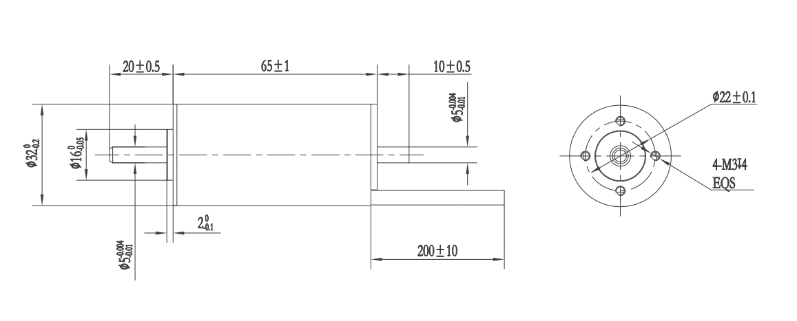 Drawings of Coreless BLDC Motor 32 Series-Rostoko