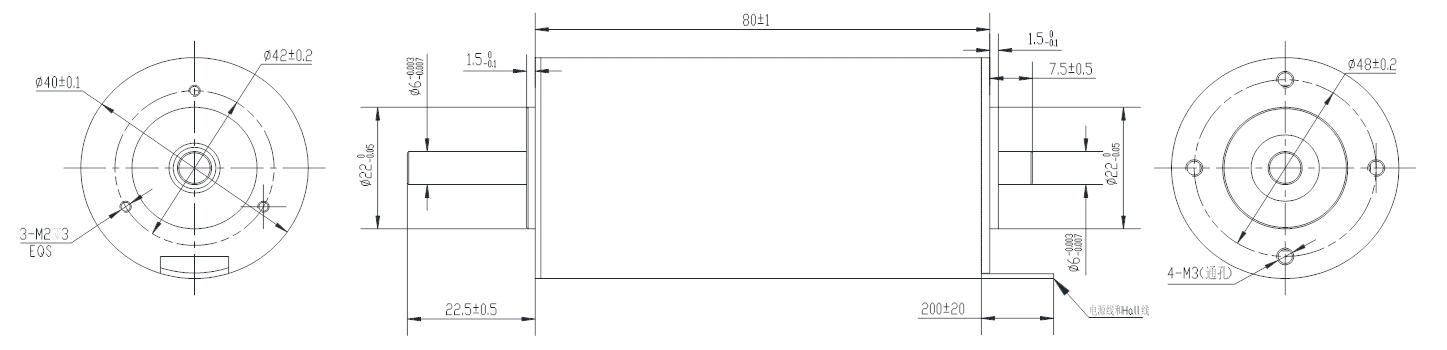 Drawings of Coreless BLDC Motor 40 Series-Rostoko