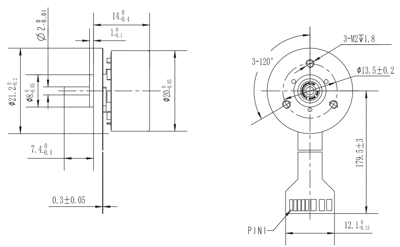 Drawings of External Rotor Motor 20 Series-Rostoko