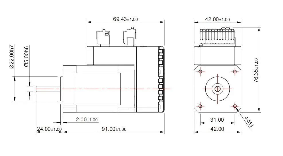 Drawings of Integrated Servo Motor 42 Series-Rostoko