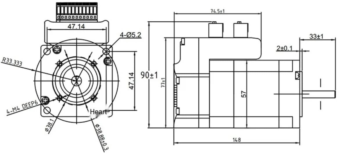 Drawings of Integrated Servo Motor 57 Series-Rostoko