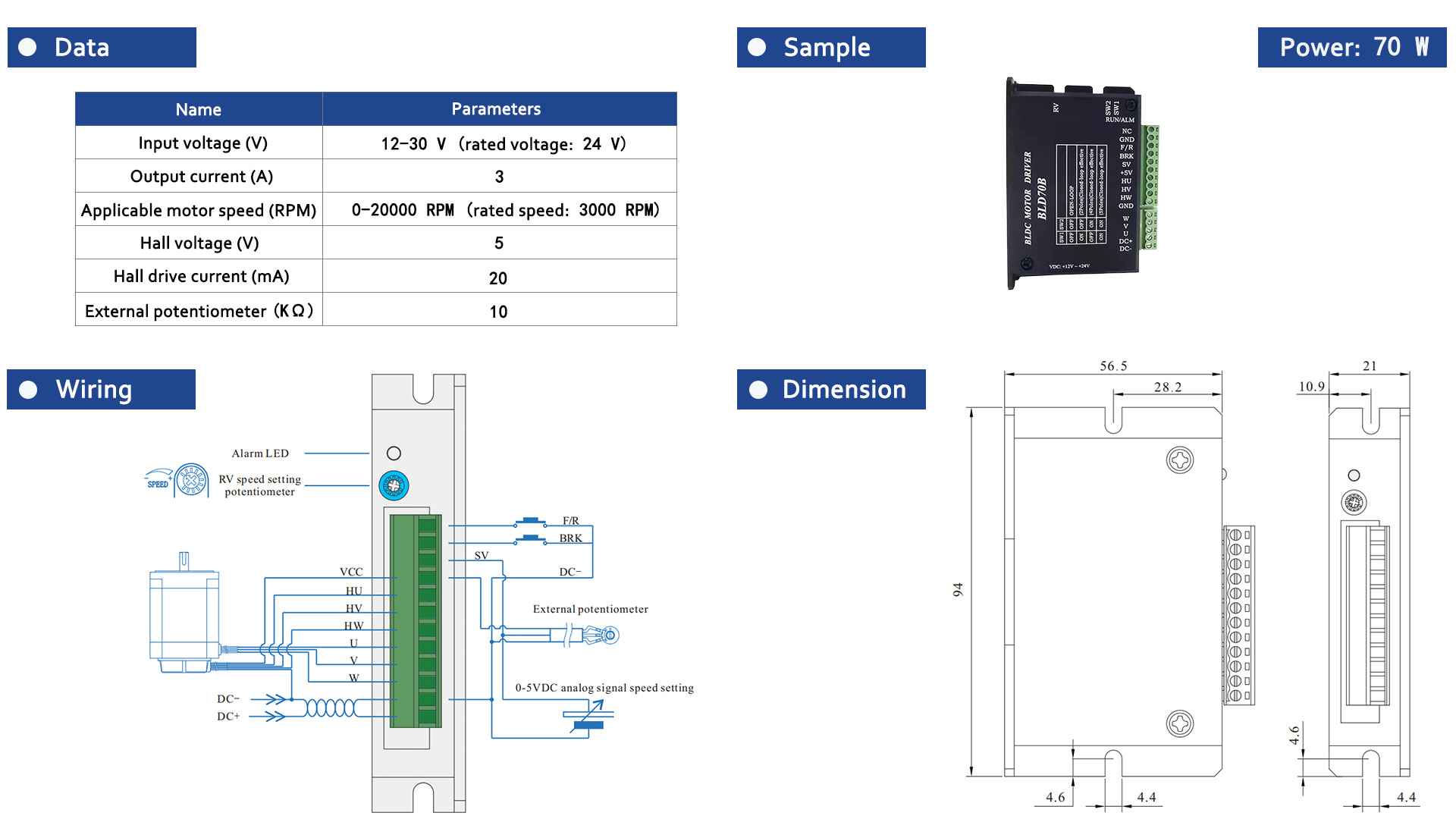 Low Voltage BLDC Driver 70W-2-Rostoko